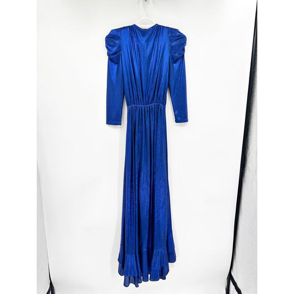 Retrofete Flora Royal Blue Maxi Wrap Dress XS FLAWED NO BELT - Picture 6 of 6